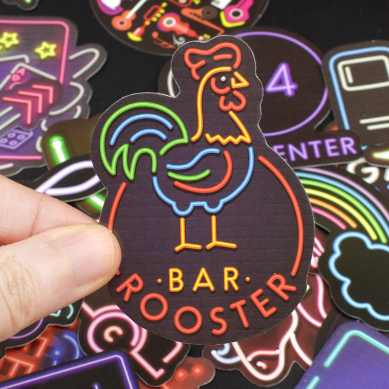 50PCS Neon Light Sticker for Luggage Laptop Decal Skateboard Stickers Child Colorful Billboard Toys Can not Glow in the dark