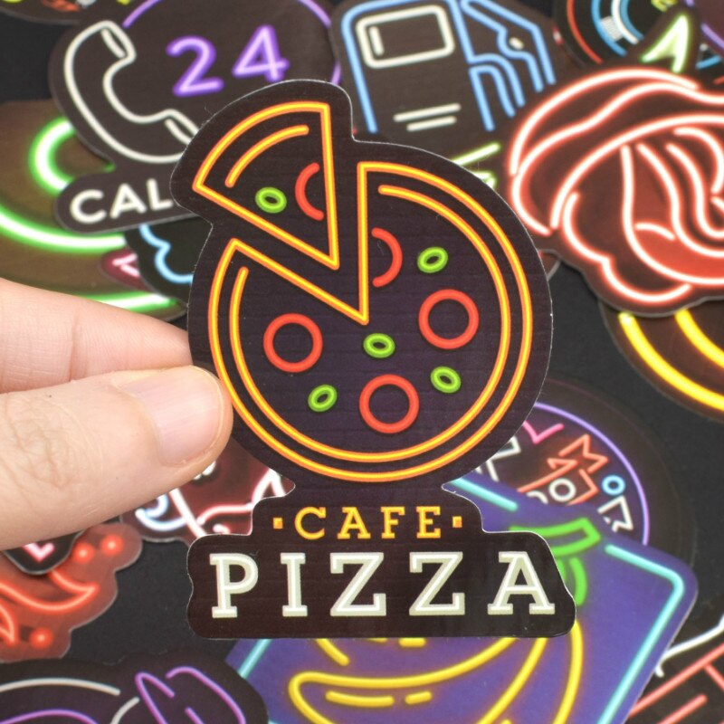 50PCS Neon Light Sticker for Luggage Laptop Decal Skateboard Stickers Child Colorful Billboard Toys Can not Glow in the dark