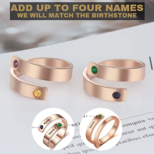 Personalized Engraved Birthstone Ring
