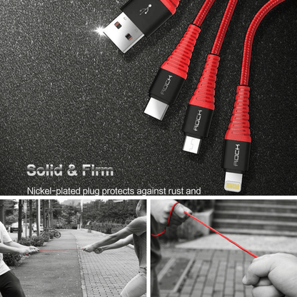 ROCK (3 in 1) USB Charging Cable for iPhone & Android - GARDENPEEK.COM GARDEN PEEK